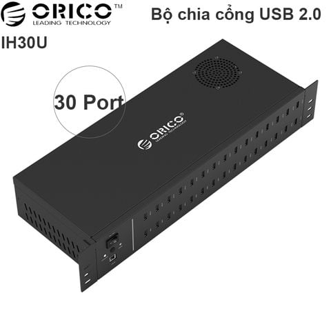 Bộ chia USB 2.0 công nghiệp 20 cổng vỏ kim loại cấp nguồn ngoài Orico IH30U