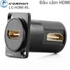 Đầu cắm HDMI kèm mặt bắt vít gắn âm tường âm sàn thiết kế cắm vuông góc Coraon LC-HDMI-BL