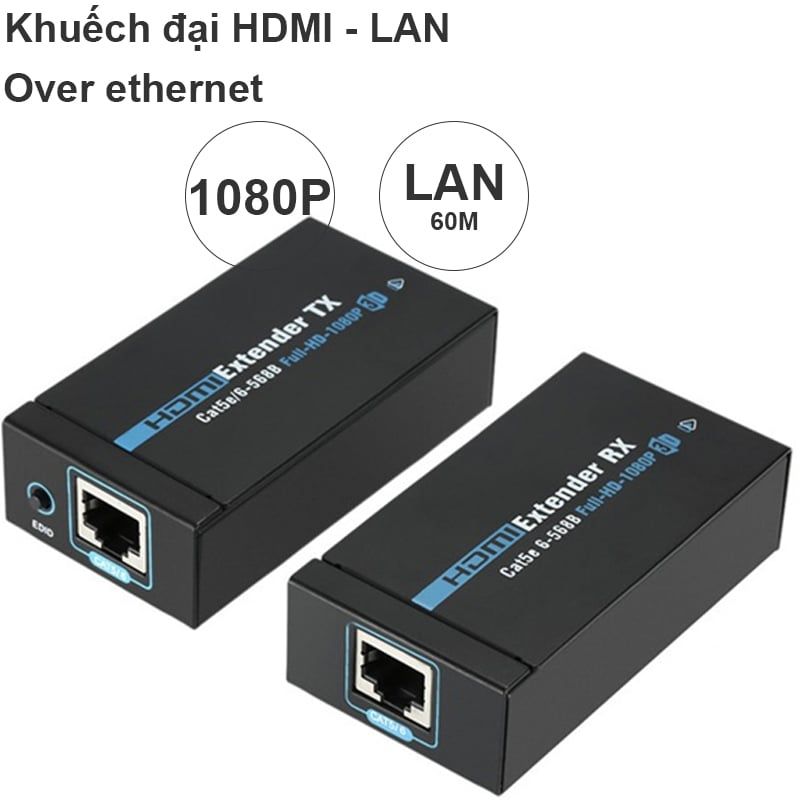  Bộ khuếch đại tín hiệu HDMI 50m. Nối dài cáp HDMI qua đường dây mạng, hỗ trợ full HD1080p 