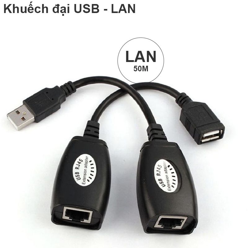  Đầu nối dài cáp USB chuột bàn phím qua cáp mạng 40-50 mét 