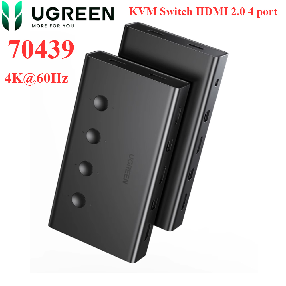 KVM Switch HDMI 4x1 - Bộ chuyển mạch HDMI và USB 4 vào 1 ra  4K60Hz Ugreen 70439 CM293