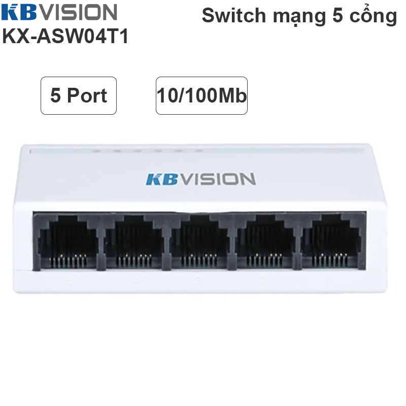 Switch Bộ chia mạng LAN RJ45 5 cổng 100Mbps KBVISION KX-ASW04T1