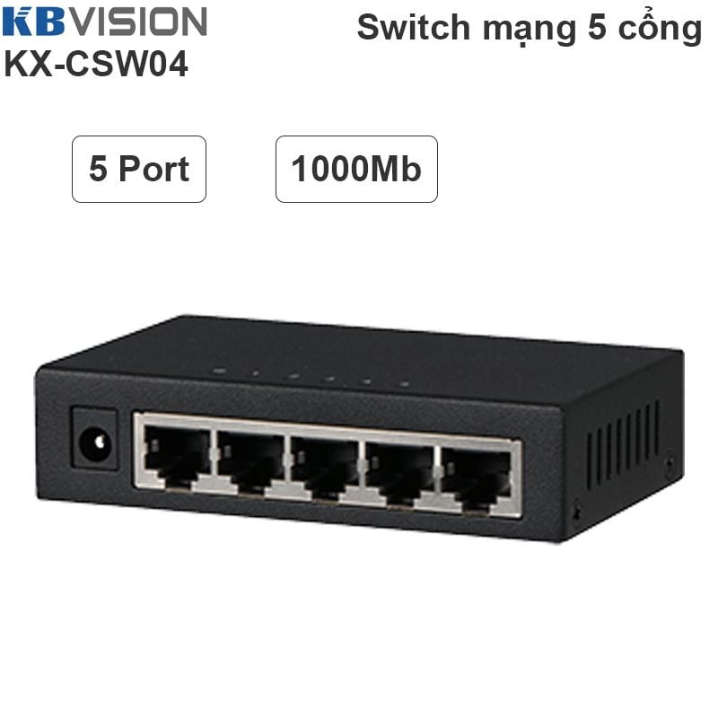  Switch Bộ chia mạng LAN RJ45 5 cổng gigabit KBVISION KX-CSW04 