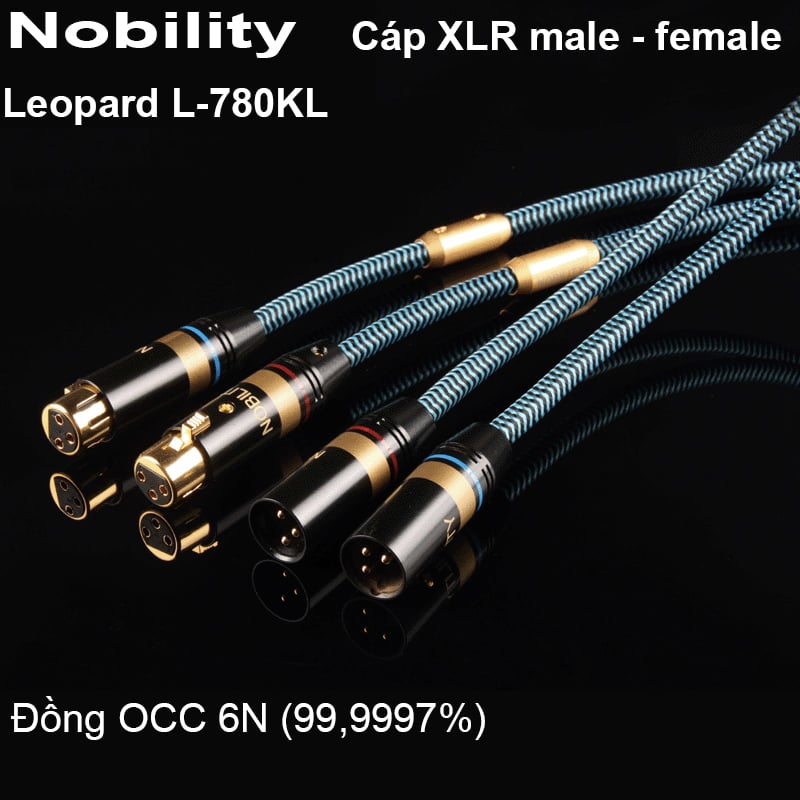 Cáp âm thanh XLR đực sang cái 1 mét đồng tinh khiết OCC 6N Nobility Leopard E-780KL 1 sợi