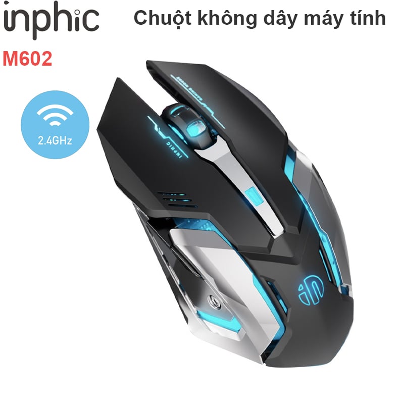 Chuột không dây chơi game đèn LED Inphic M602