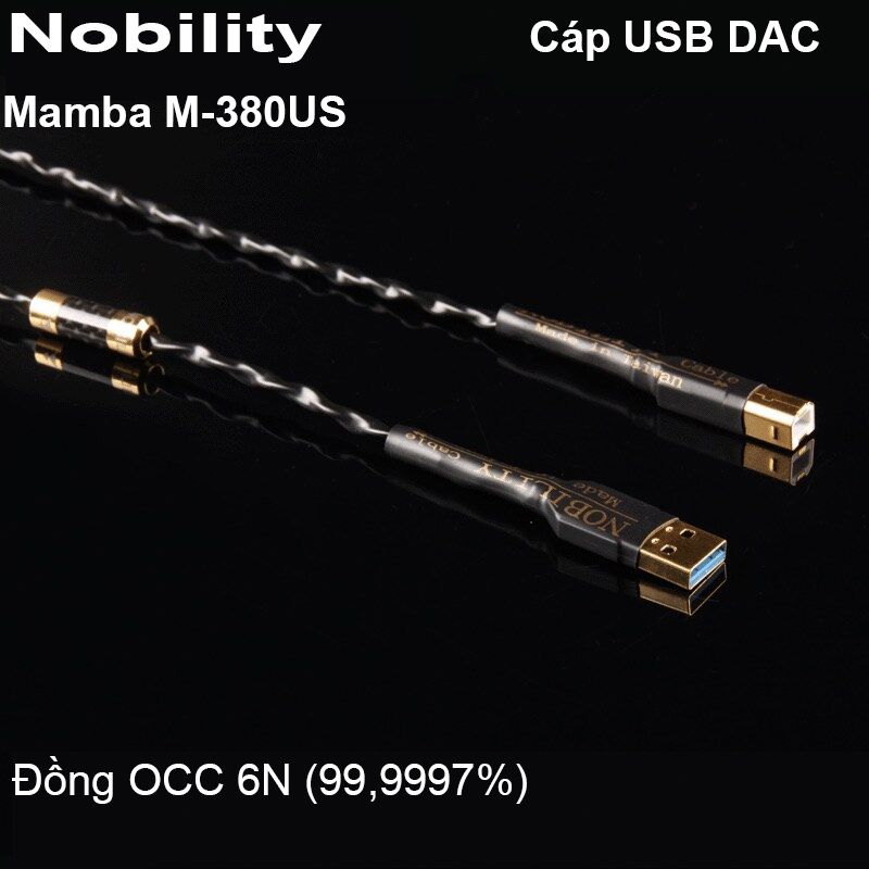 Cáp USB DAC lõi đồng tinh khiết OFC 5N mạ bạc Nobility Mamba M-380US