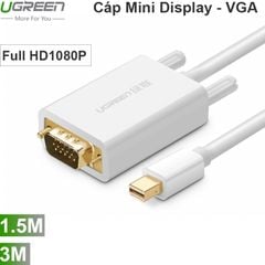 Dây cáp Mini Displayport Macbook Surface Dell XPS Thinkpad sang VGA màn hình LCD Máy chiếu 1.5M  3M UGREEN