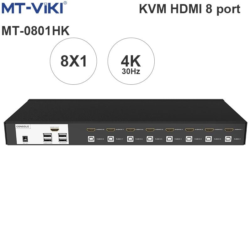 KVM Switch HDMI 8x1 - Bộ chuyển mạch HDMI và USB 8 ra 1 4K30Hz MT-VIKI MT-0801HK