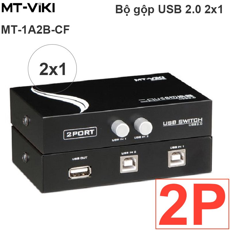  Bộ chia sẻ máy in 1 ra 2 cổng USB chính hãng MT-VIKI MT-1A2B-CF 