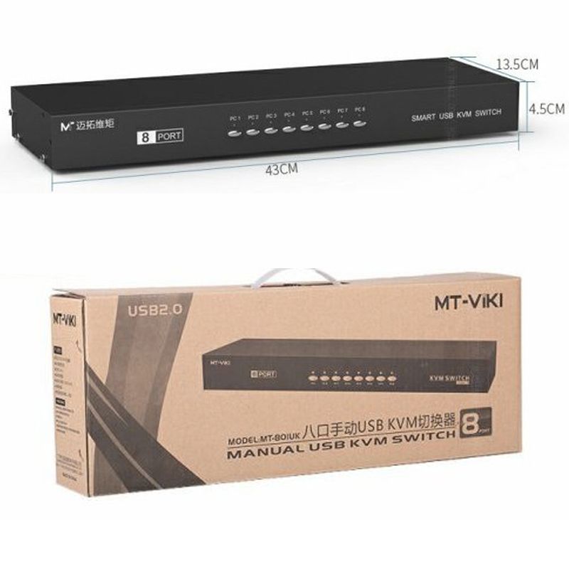  KVM switch 8 port  VGA USB MT-VIKI MT-801UK-L - Switch KVM 8 CPU ra 1 màn hình kèm cáp KVM 