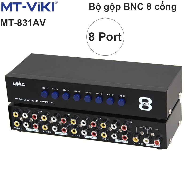 Bộ chuyển mạch tín hiệu AV Video & Audio 8 ra 1 cổng MT-VIKI MT-831AV