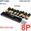 KVM switch 8 cổng - Bộ chuyển mạch 8 CPU ra 1 màn hình KVM PS2 kèm cáp MT-VIKI MT-8A-L