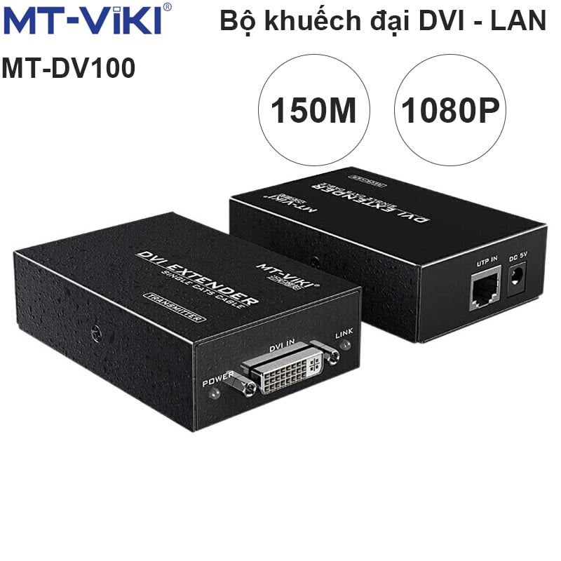 Bộ khuếch đại DVI-I 24+5 qua cáp mạng Over Ethernet 100-150 mét MT-VIKI MT-DV100