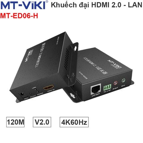 Bộ khuếch đại tín hiệu HD 2.0 4K60Hz qua dây mạng 120 mét MT-VIKI MT-ED06-H