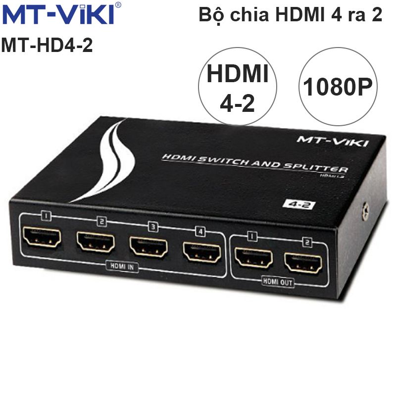 Bộ chia HDMI 4 vào 2 ra  full HD 1080P có điều khiển MT-VIKI MT-HD4-2