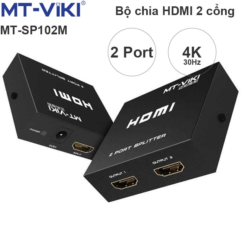 Bộ chia HDMI splitter V1.4 2 port 4K30Hz 3D MT-VIKI MT-SP102M