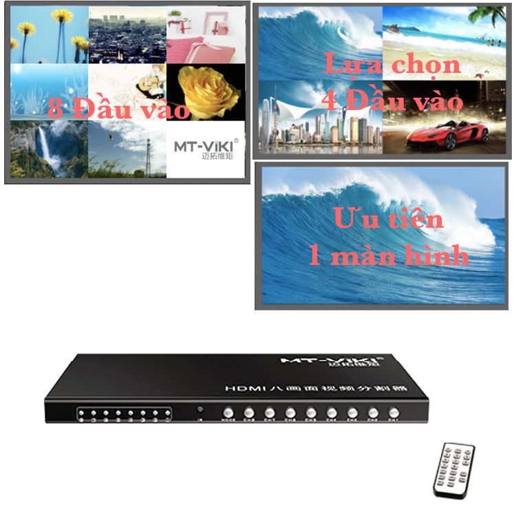  Bộ gộp HDMI 8 đầu vào hiển thị trên cùng 1 màn hình - HDMI switch 8X1 quad multi Viewer MT-VIKI MT-SW081 