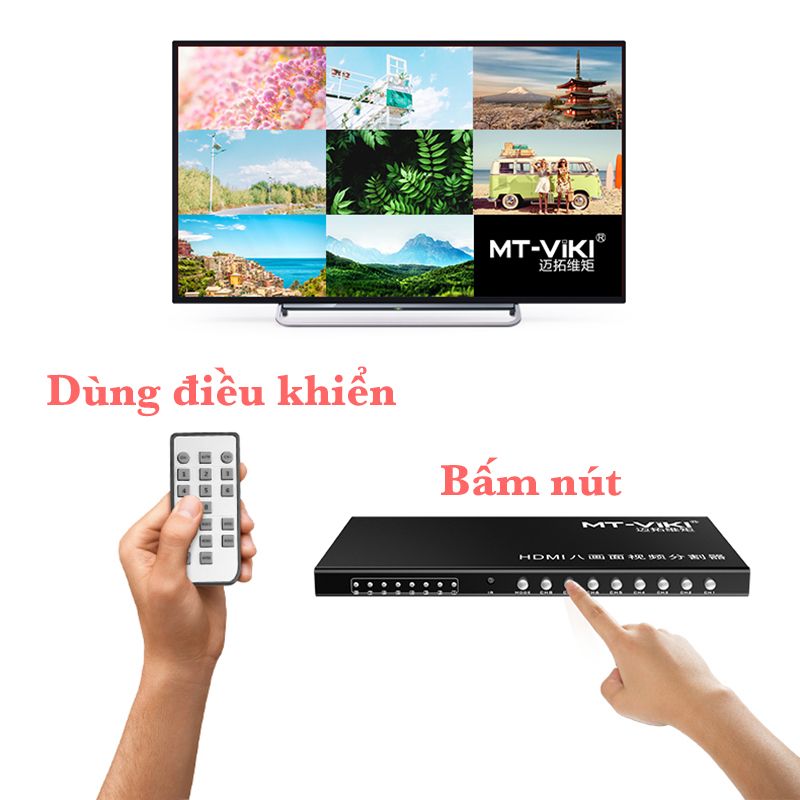  Bộ gộp HDMI 8 đầu vào hiển thị trên cùng 1 màn hình - HDMI switch 8X1 quad multi Viewer MT-VIKI MT-SW081 