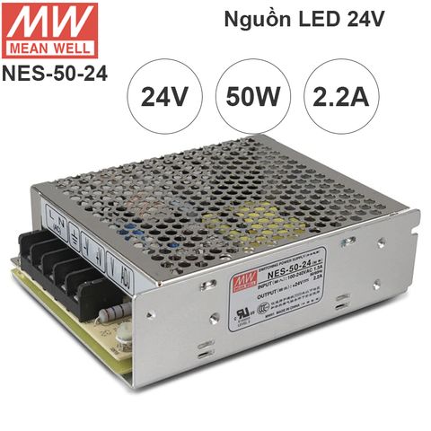 Nguồn LED tổng DC 24V-2.2A MeanWell NES-50-24 có ADJ 25v, 26v, 27v, 28V