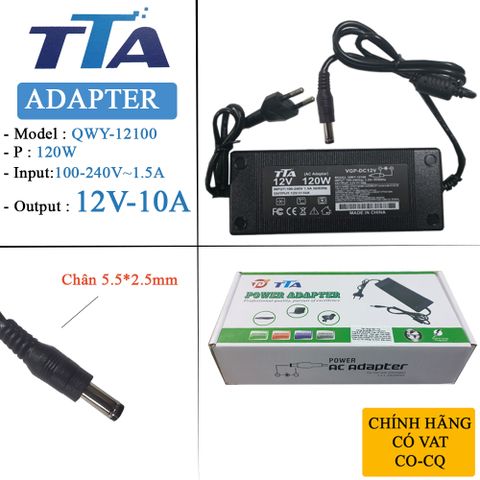 Nguồn adapter DC 12V10A chân 5.5*2.5mm 120W  chính hãng TTA QWY-12100