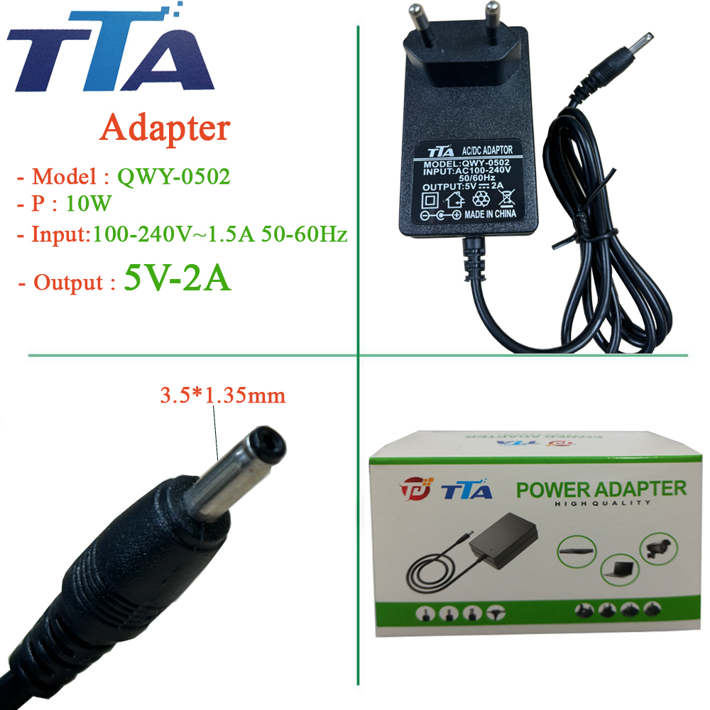 Nguồn adapter 5V-2A 3.5 x 1.35mm chính hãng TTA QWY-0502