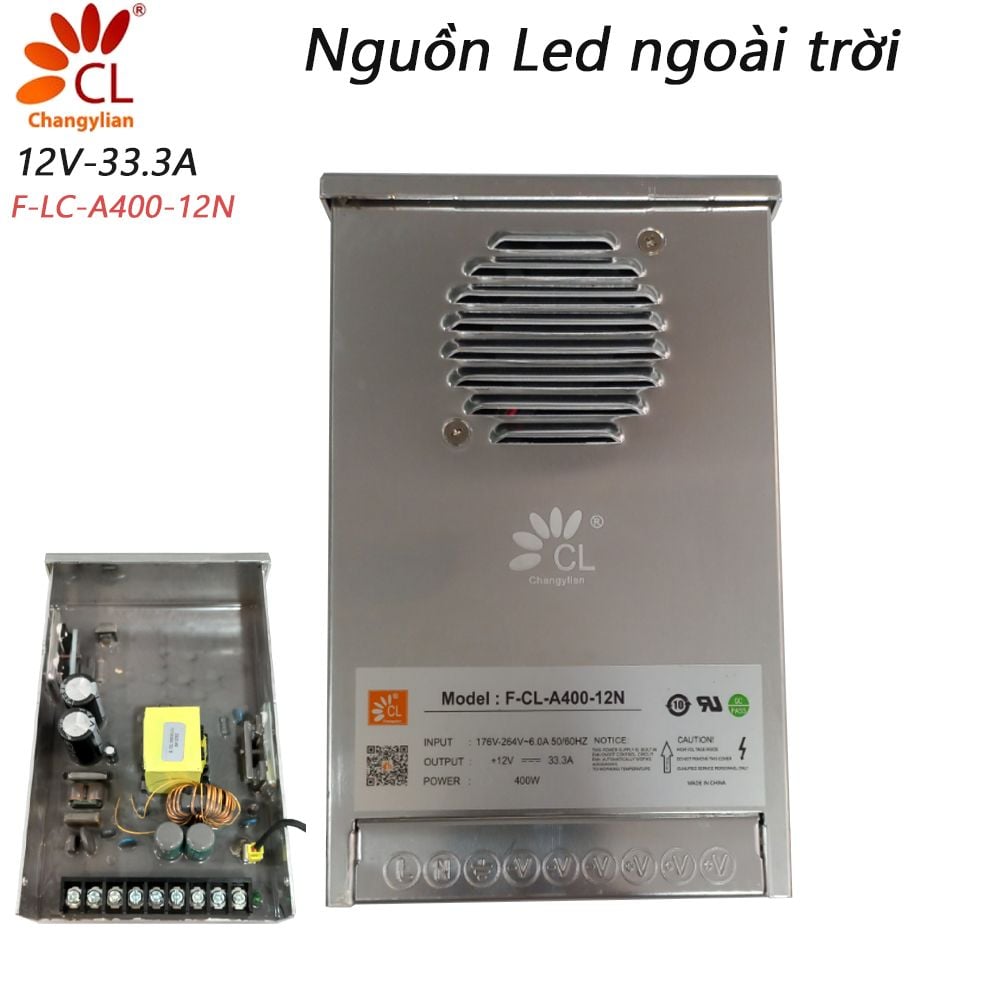 Nguồn LED ngoài trời 12V-33.3A 400W cho Camera Bảng điện tử LED Biển quảng cáo Changylian F-LC-A400-12N