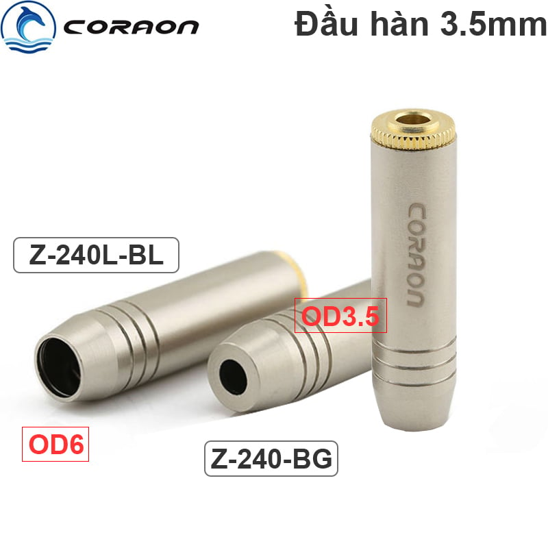 Đầu hàn giắc cắm âm thanh 3.5mm cái mạ vàng 24K Coraon OD3.5mm Z-240BG OD6mm Z-240-BG