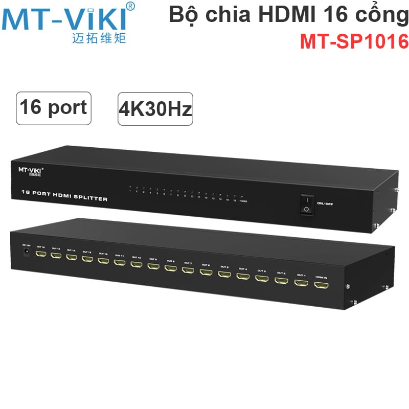 Bộ chia cổng HDMI 1 ra 16 V1.4 4Kx2K@30Hz MT-VIKI MT-SP1016