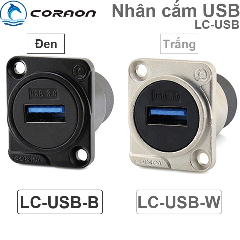 Đầu cắm USB 3.0 female kèm mặt bắt vít âm tường âm sàn LC-USB (cắm thẳng)