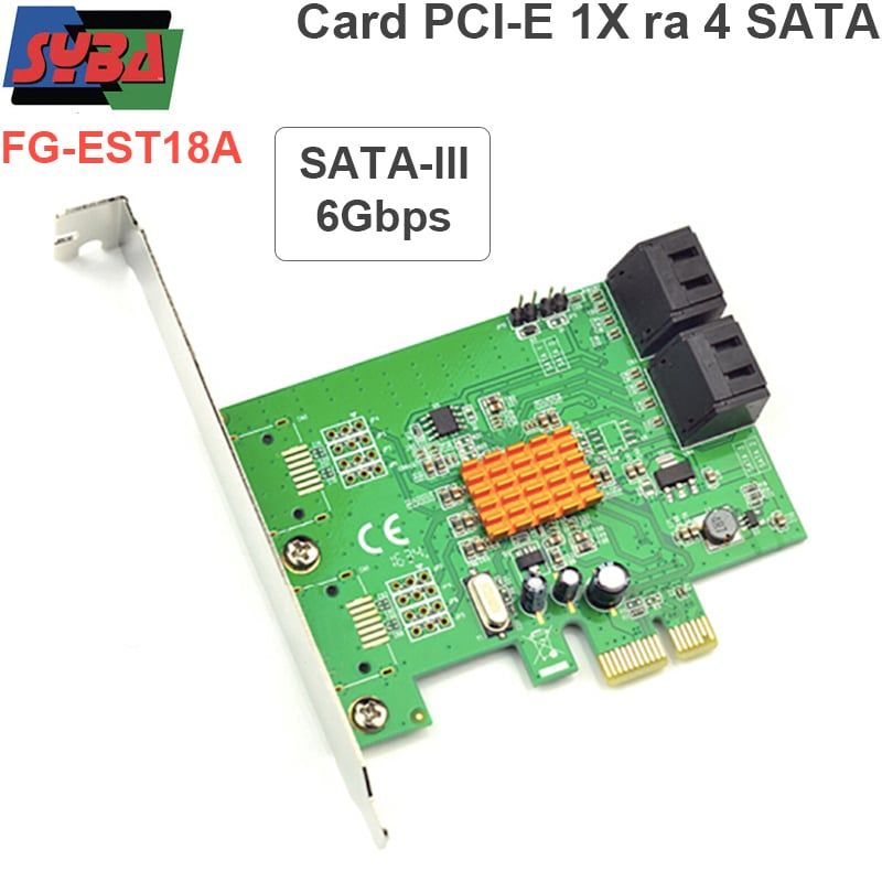 PCI-E card 1X ra 4 SATA 6GB - card mở rộng cổng SATA cho máy tính để bàn Syba FG-EST18A