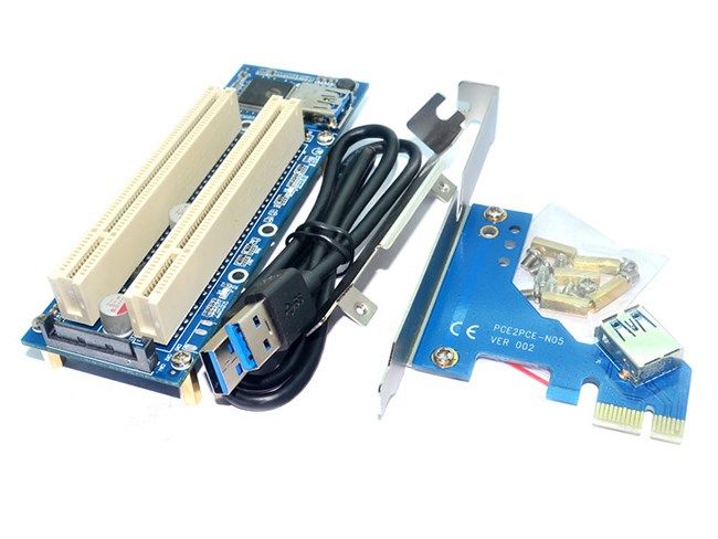  Card chuyển đổi PCI-E 1X sang 2 PCI thường - Cạc mở rộng 1 PCIE 1X ra 2 PCI đa năng 