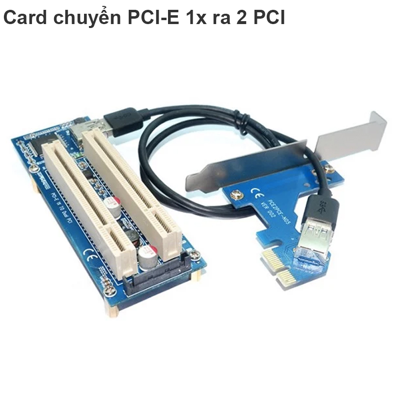 Card chuyển đổi PCI-E 1X sang 2 PCI thường - Cạc mở rộng 1 PCIE 1X ra 2 PCI đa năng