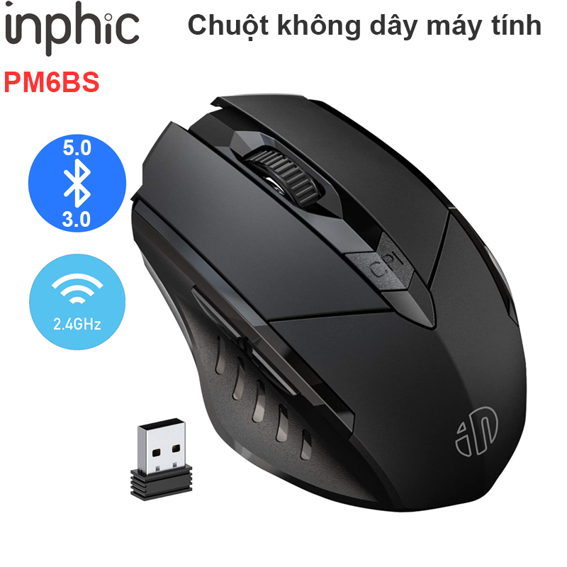 Chuột không dây 2.4GHz Bluetooth 5.0 3.0 Inphic PM6BS