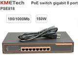  Switch 8 Port POE 10/100/1000Mbps KMETech PSE818 công suất 150W 