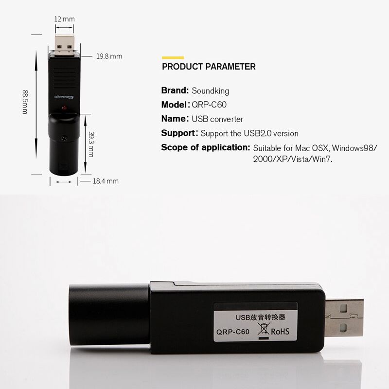  USB to XLR 3 pin male Soundking QRP-C60 