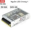 Nguồn LED 2 đầu ra 5V-8A 24V-2A 85W Meanwell RD-85B - Nguồn tổ ong 2 trong 1