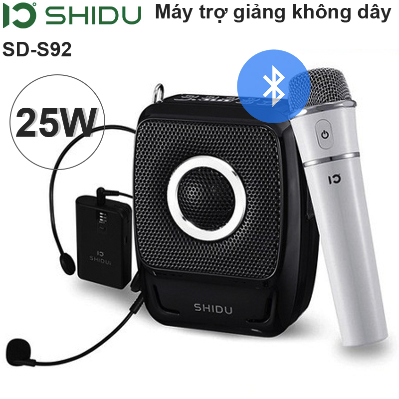Máy micro loa trợ giảng 25W bluetooth FM 2 microphone Shidu SD-S92