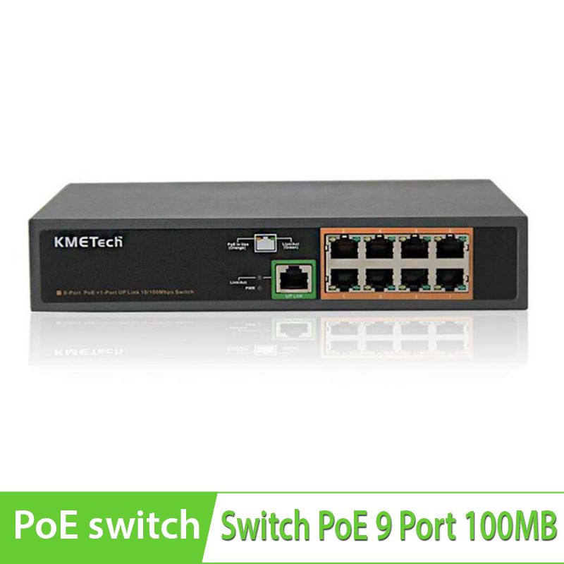  Switch cấp nguồn POE 8 cổng 100Mbps 54V 150W IEEE802.3af at KMEtech PSE908FR 