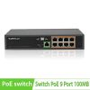 Switch cấp nguồn POE 8 cổng 100Mbps 54V 150W IEEE802.3af at KMEtech PSE908FR