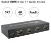 Bộ chuyển mạch HDMI 3x 1 4K 30Hz Audio SPDIF Coaxial 3.5mm có điều khiển