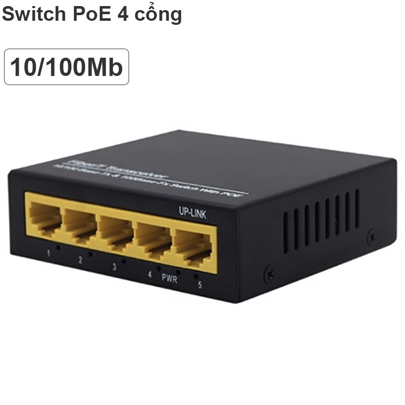  Switch PoE 4 cổng 100Mbps 48V-1.25A 60W 