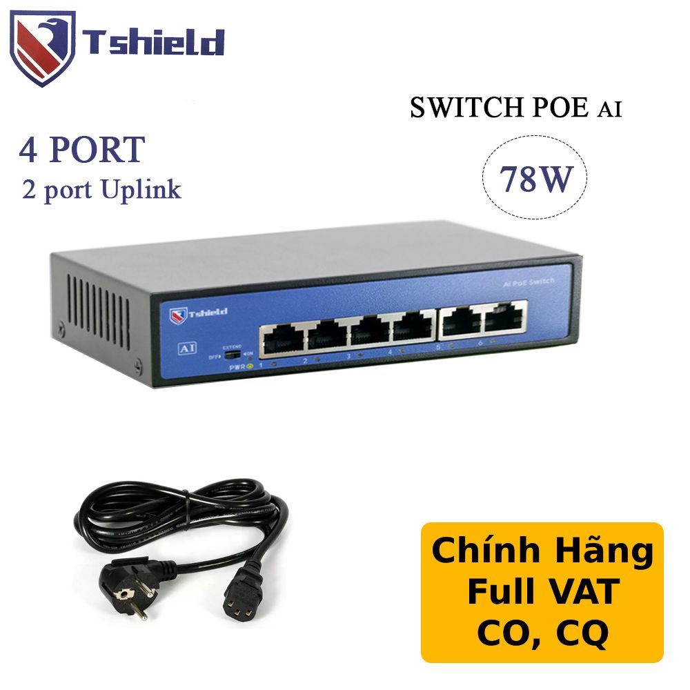  Switch mạng POE 8 cổng + 2 Uplink tốc độ 10/100Mbps  chính hãng Tshield TS-G0802FNC 