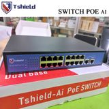  Switch mạng POE 16 cổng + 2 Uplink tốc độ 10/100Mbps  chính hãng Tshield TS-G1602FNC 