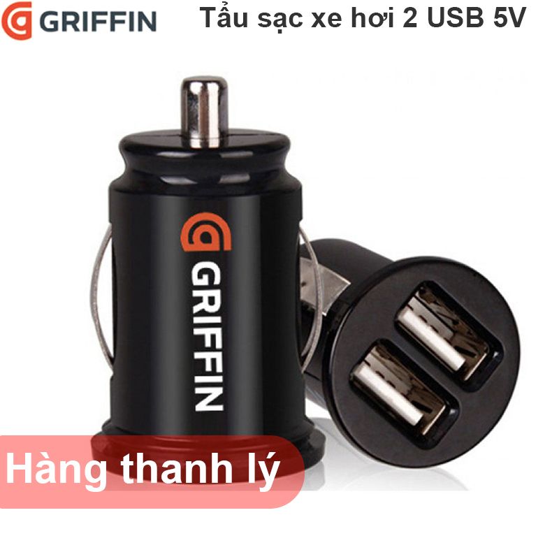 Tẩu cắm sạc lắp trên xe hơi oto 12V 24V sang 2 cổng USB 5V 2.1A GRIFFIN