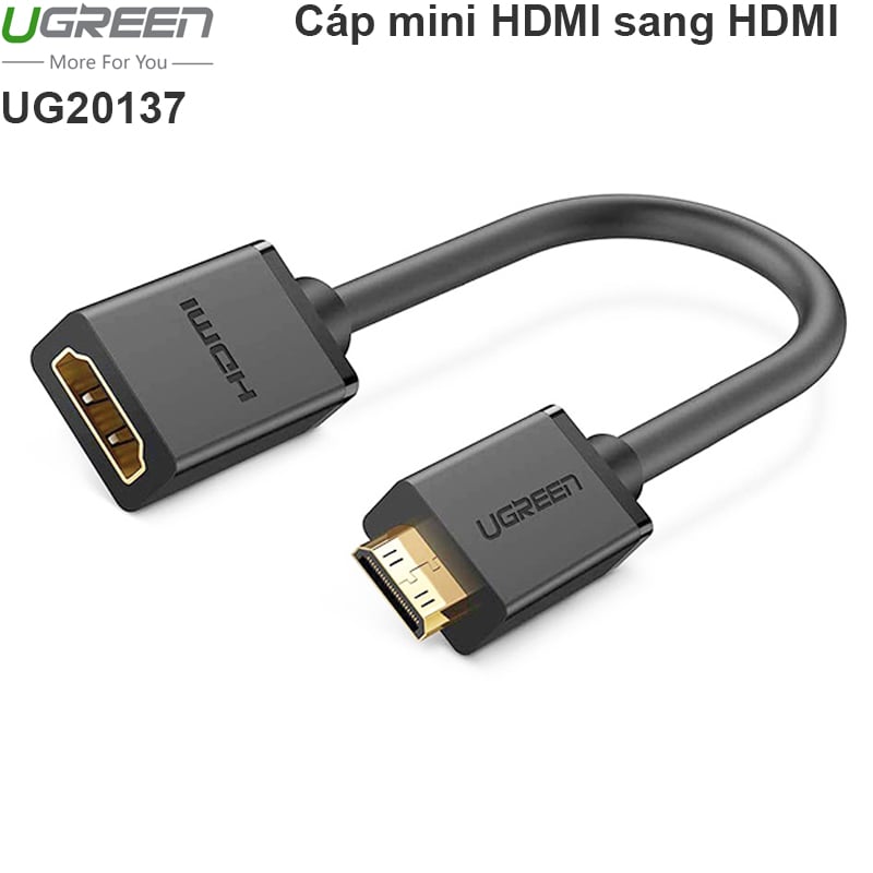 Mini HDMI to HDMI Female Ugreen 20cm 20137 hỗ trợ 4K60Hz