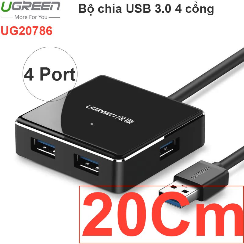  Bộ chia USB 3.0 4 cổng vỏ nhôm UGREEN 20Cm vs 1 Mét 