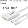 Bộ chia USB 3.0 3 port - USB 3.0 ra VGA 1080P Ugreen 40256