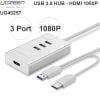 Bộ chia USB 3.0 3 port - USB 3.0 ra HDMI 1080P Ugreen 40257