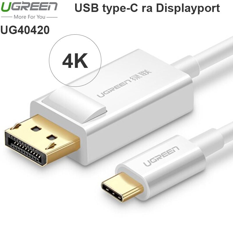 Dây cáp chuyển USB-C ra Displayport 4K60Hz 1.5 mét Ugreen 40420