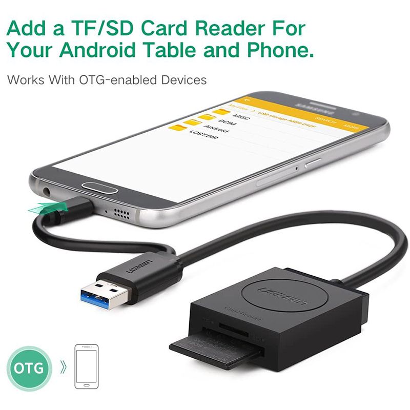  Đầu đọc thẻ nhớ TF SD USB 3.0 micro USB OTG Ugreen 20203 